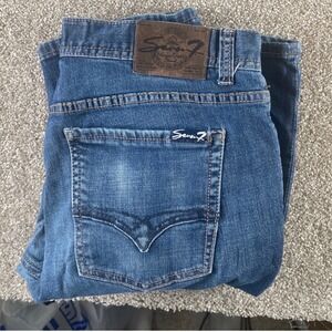 Seven7 Mens Skinny Jeans 36x30 Medium Wash Blue Denim Stretch RN 109990 Preppy